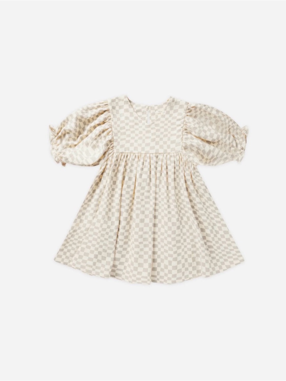 Rylee + Cru Checkered Puff-Sleeve Kids Dress 10-12